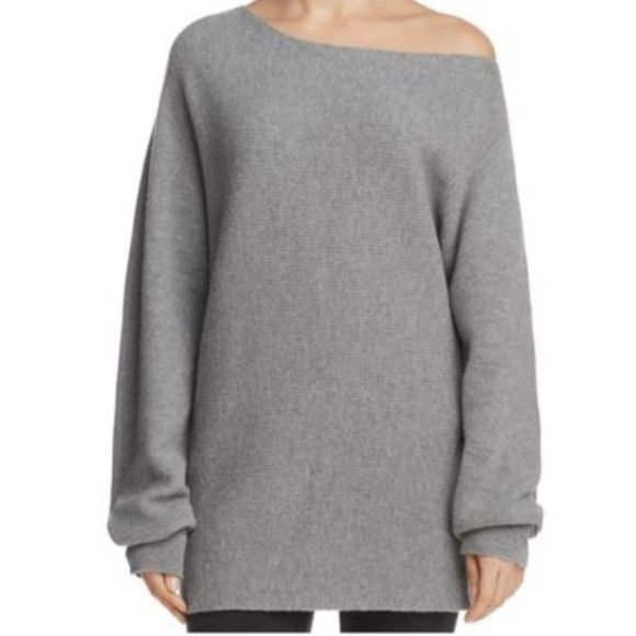 Theory Sweaters - Theory Grey Merino Wool Off-the-shoudler Oversized Jumper